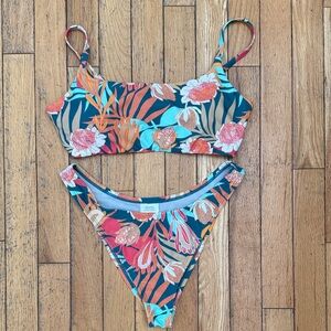 Speedo Floral Bikini - Blue and Orange